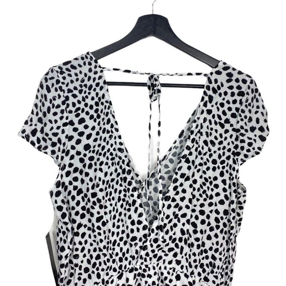 Lulu's Black White Hottie Dotty Romper L - Picture 3 of 6